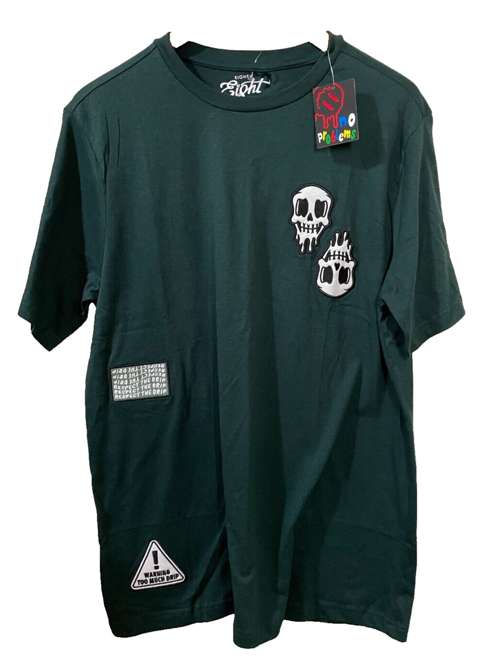 100% Cotton Eighty Eight Brand Embroidered 'DRIP' T-Shirt Size L NWT